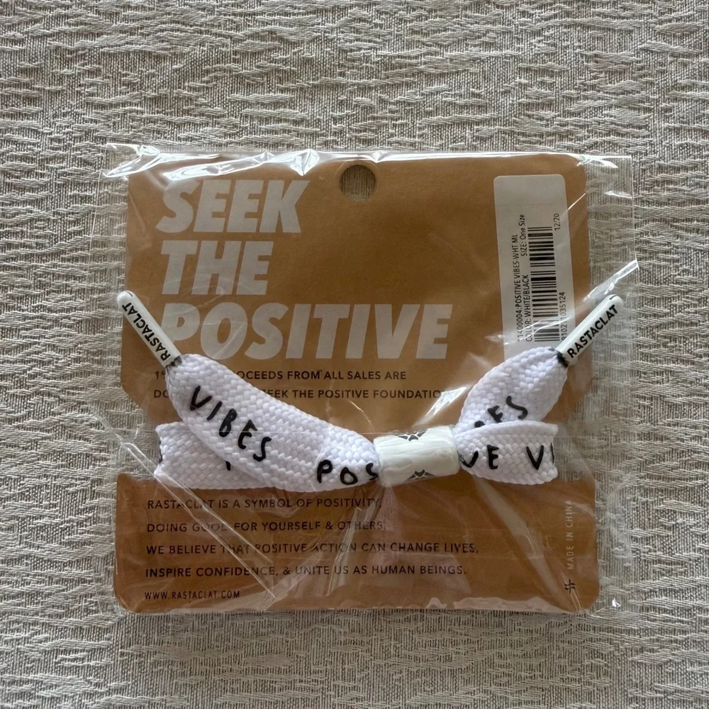 Rastaclat Positive Vibes Signature Braided Bracelet White Black Medium Large NEW